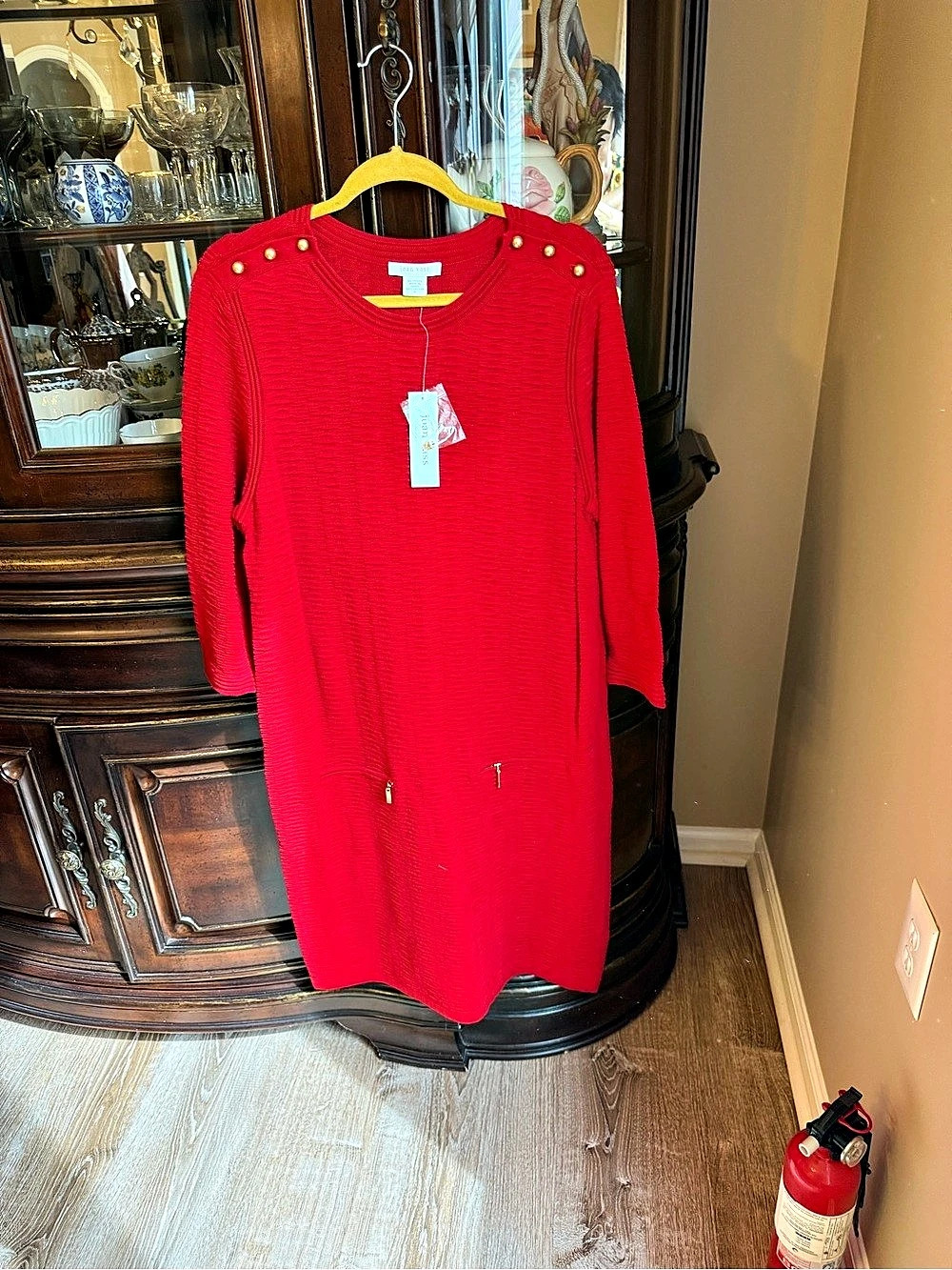 Joan Vass Red Midi Dress Size Medium